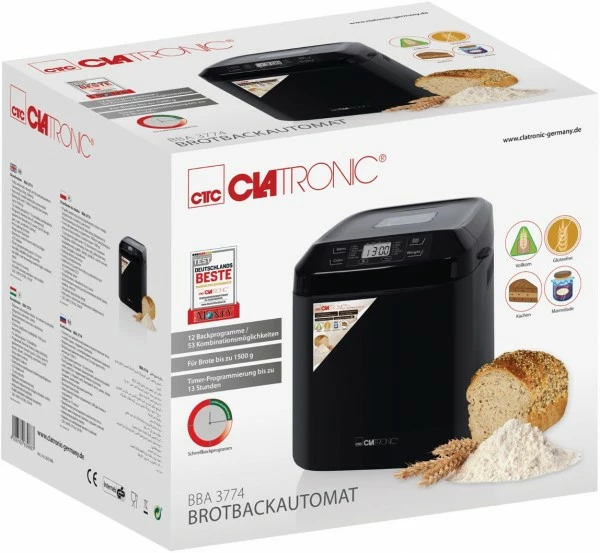 Brotbackautomaten Clatronic BBA 3774 Brotbackautomat Schwarz 4 Brotbackautomaten Clatronic BBA 3774 Brotbackautomat Schwarz – Bild 4