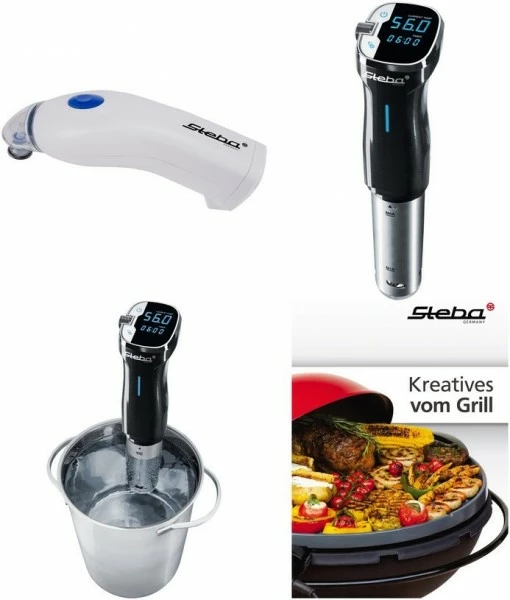 Dampfgarer & Reiskocher Steba SV 50 + VK 1 + Rezeptheft Sous-Vide Garer Edelstahl/schwarz + Weiß 1 Dampfgarer & Reiskocher Steba SV 50 + VK 1 + Rezeptheft Sous-Vide Garer Edelstahl/schwarz + Weiß